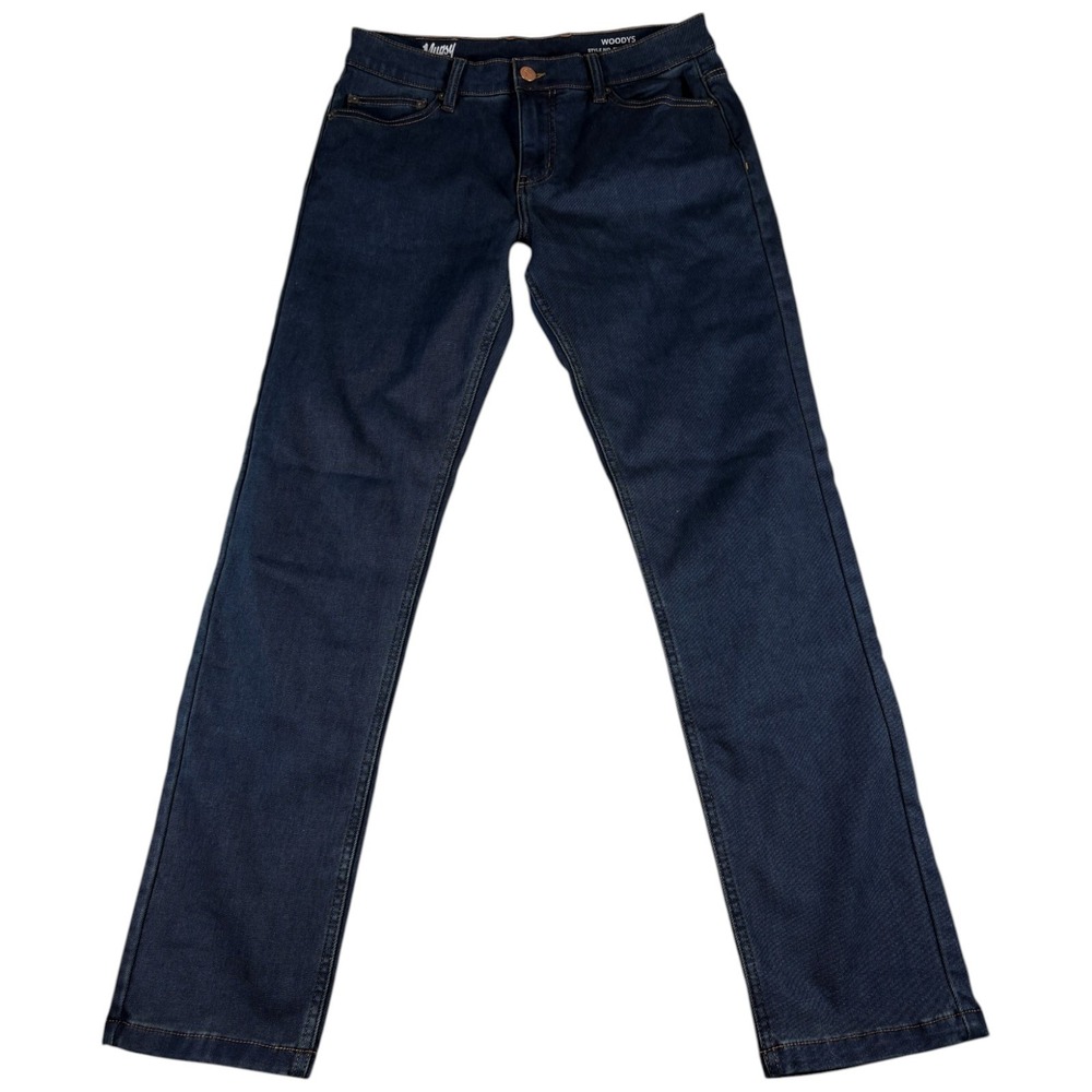 Mugsy Woodys Jeans Mens 33x33 Blue Denim Dark Wash Classic Fit Slim Straight Leg